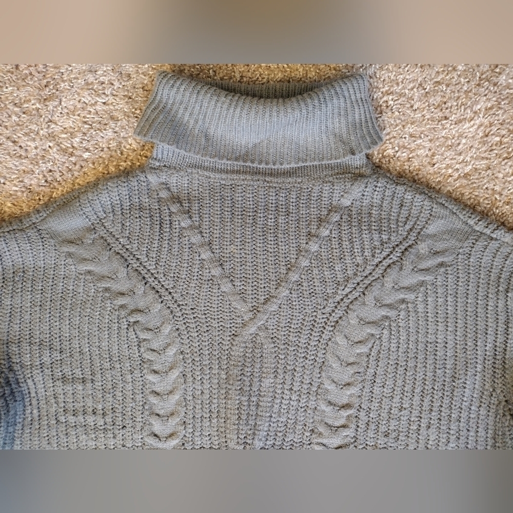 Zesica Turtleneck Chunky Cozy Gray Cable Knit Pullover Sweater Medium - Picture 3 of 11